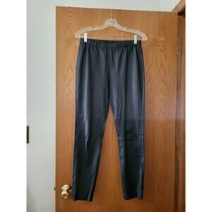 St. John 100% Leather Cotton Moto Pull On Pant Legging EUC Size 4 Navy Black